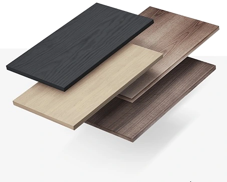 Decorative panel samples showing a selection of wood-grain finishes