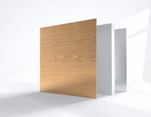 Wood-grain composite panel with separate face, core and backing layers