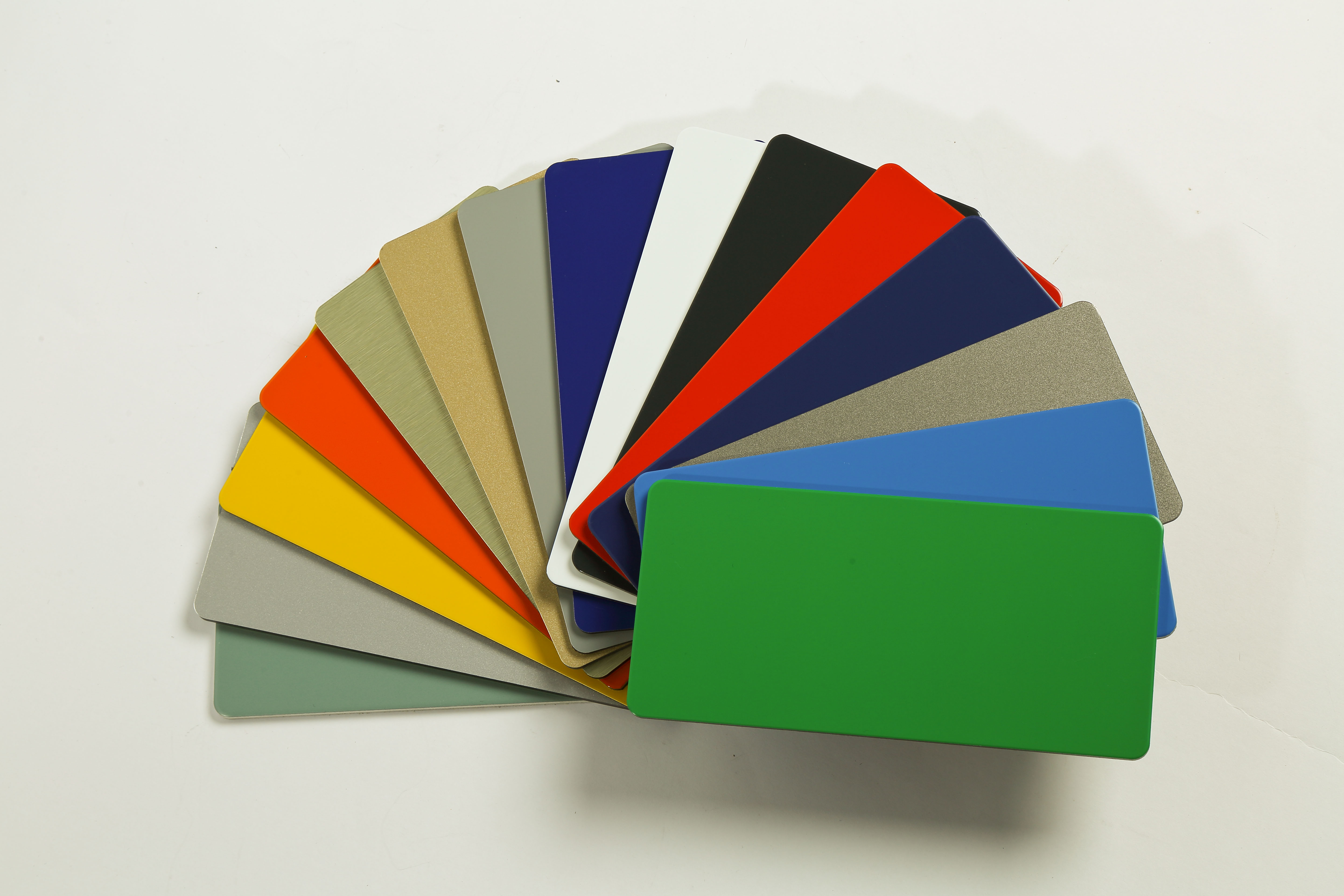 Fan of aluminum composite panel color and finish samples