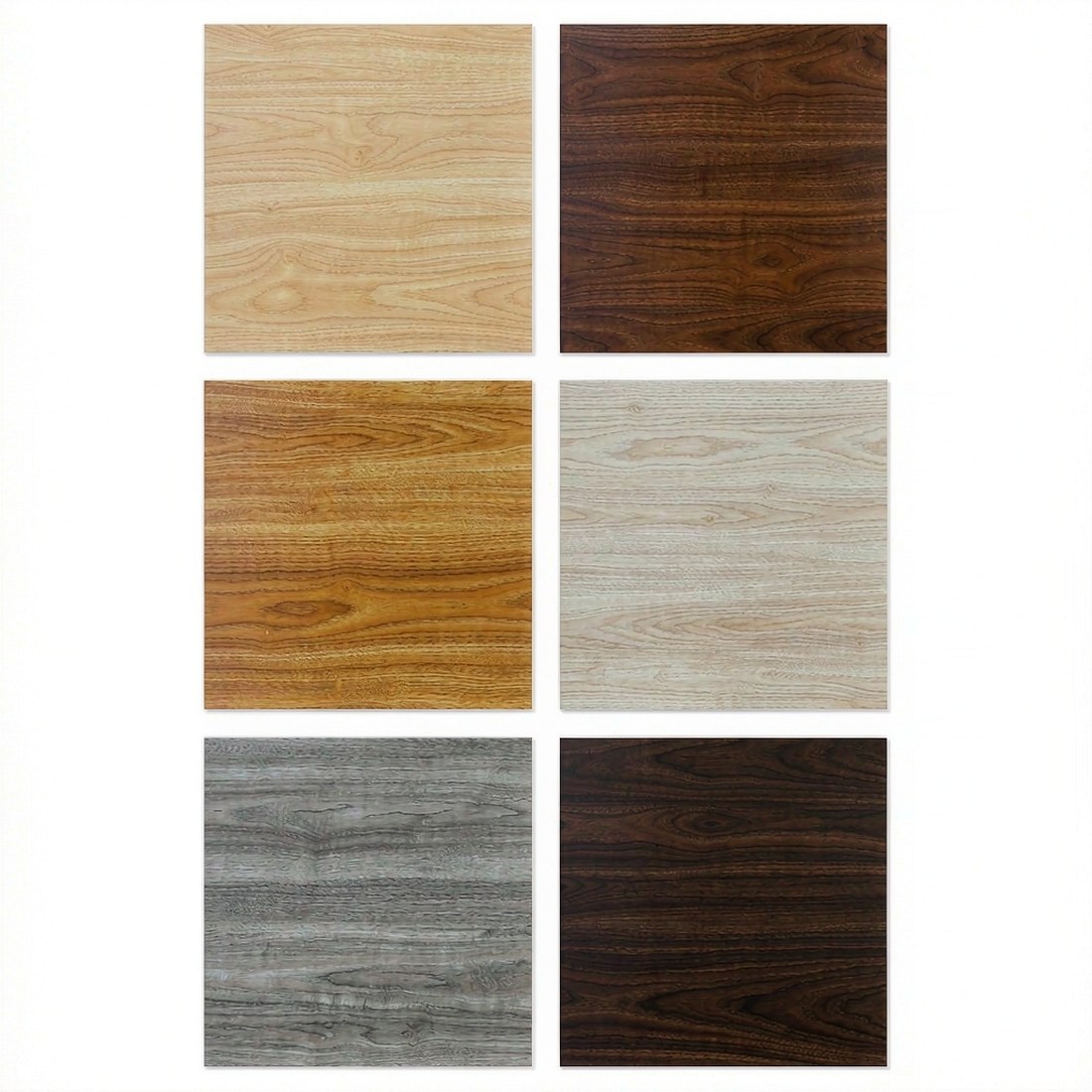 Wood-grain color series — oak, walnut, ash, teak, charcoal-burnt, whitewash